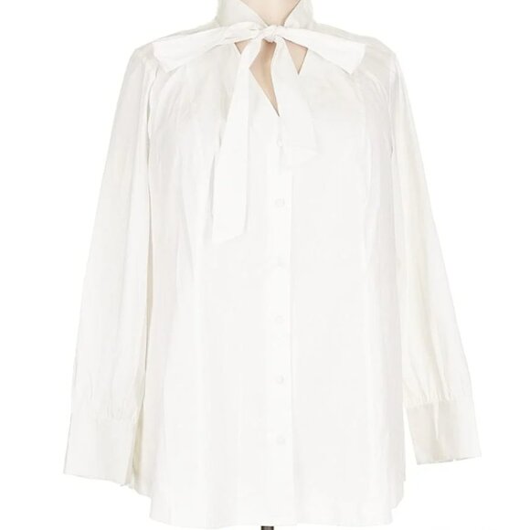Lane Bryant Tops - Lane Bryant Classic White Blouse with Neck Tie